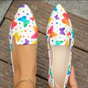 NWOB Colorful Butterfly Canvas Flats Sz 11